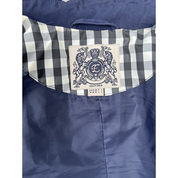 ESPRIT Women's Medium Trench Coat Lined Jacket Belted Classic Navy Button Down - Picture 9 of 12